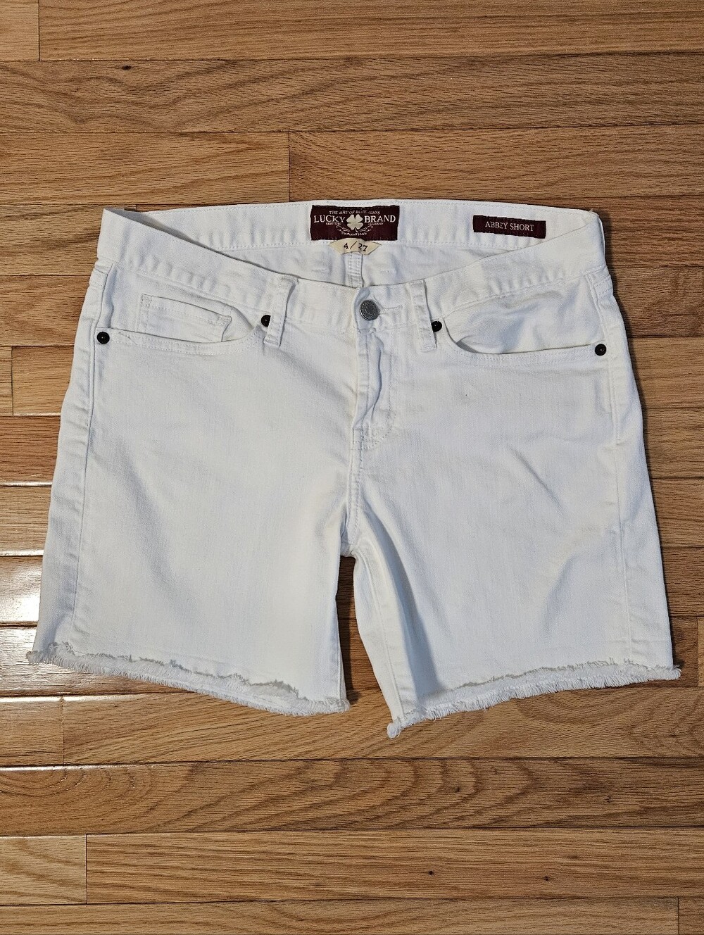 Lucky Brand Women's Abbey Shorts Size 4 White Denim Raw Hem Cutoff Shorts